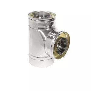 Тройник сэндвич для дымохода 90° D200/260 из 0,8 мм нерж. 430 сталь